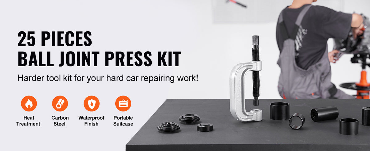 SucceBuy 25/23/21/10 PCS Ball Joint Press Kit C-press Ball Joint Tools Steel Brake Anchor Pins Press and Removal Tools with Case