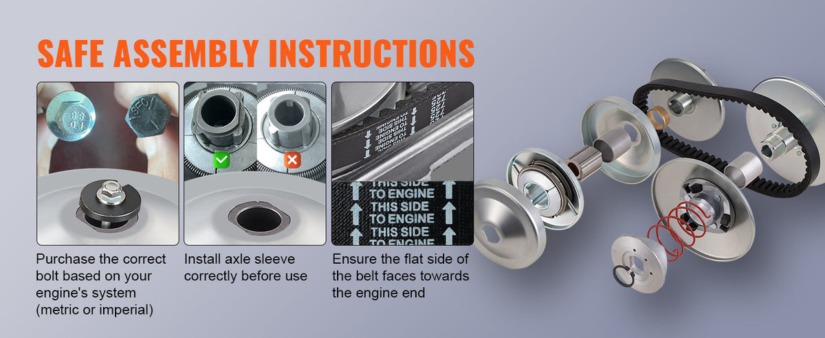 SucceBuy Go-Kart Torque Converter Go-Kart Clutch Kit Series Asymmetrical Driver Pulley Replacement with Drive Belt  Small Engine