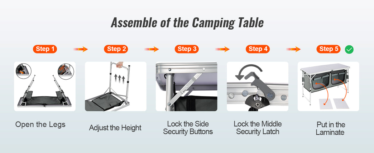 Folding Camping Kitchen Table, Quick Set-Up Outdoor Table for Picnics and BBQ