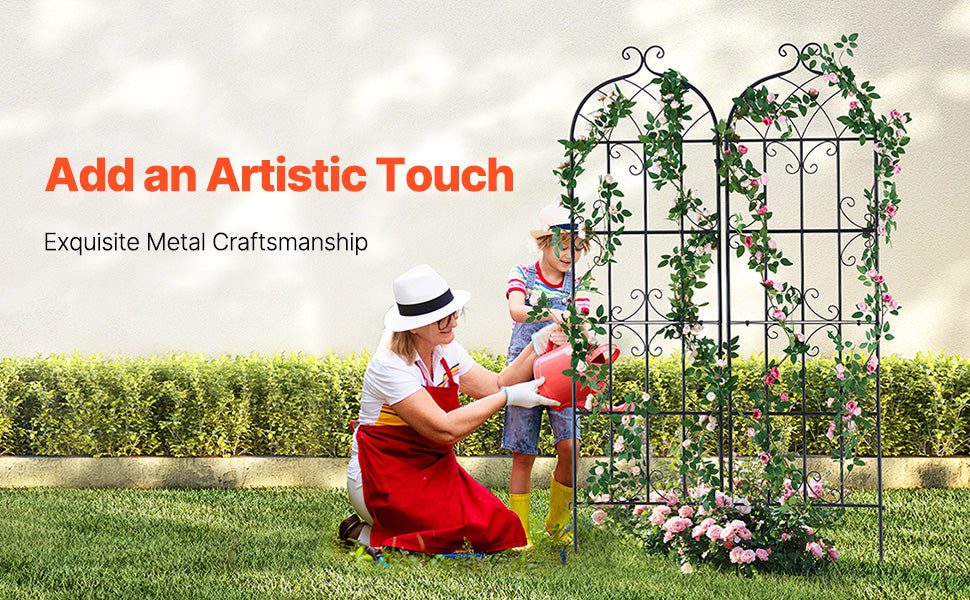 SucceBuy Garden Trellis for Climbing Plants 71x20in Rustproof Metal Flower Trellis Decorative Clematis Trellis for Courtyard