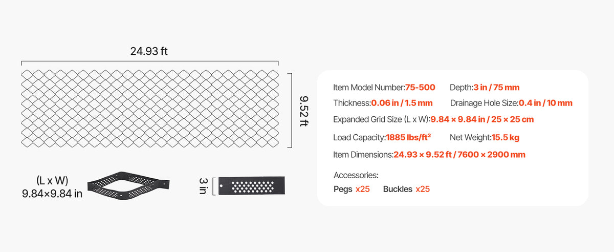 SucceBuy Gravel Grid 2Inch Depth 16.4x6.5FT/5000x1980mm 1880 LBS Per Sq ft Permeable Geo Grids Driveway Stabilization for Patio