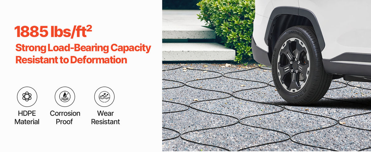SucceBuy Gravel Grid 2Inch Depth 16.4x6.5FT/5000x1980mm 1880 LBS Per Sq ft Permeable Geo Grids Driveway Stabilization for Patio