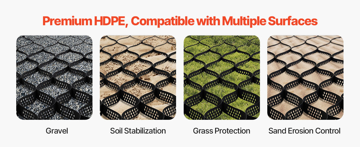 SucceBuy Gravel Grid 2Inch Depth 16.4x6.5FT/5000x1980mm 1880 LBS Per Sq ft Permeable Geo Grids Driveway Stabilization for Patio