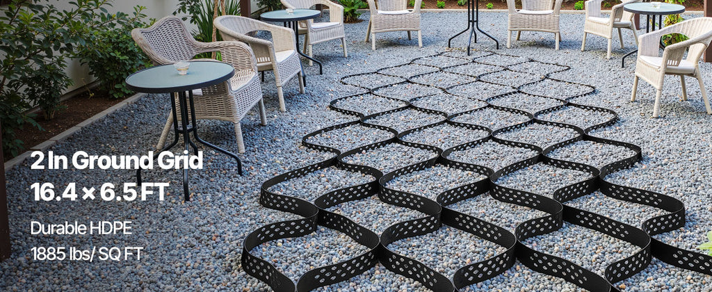 SucceBuy Gravel Grid 2Inch Depth 16.4x6.5FT/5000x1980mm 1880 LBS Per Sq ft Permeable Geo Grids Driveway Stabilization for Patio