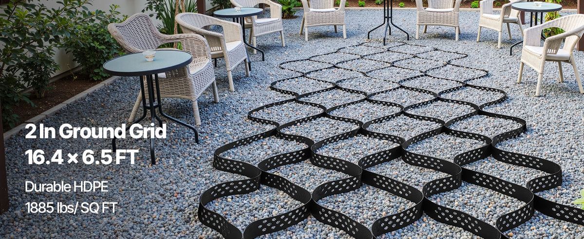 SucceBuy Gravel Grid 2Inch Depth 16.4x6.5FT/5000x1980mm 1880 LBS Per Sq ft Permeable Geo Grids Driveway Stabilization for Patio