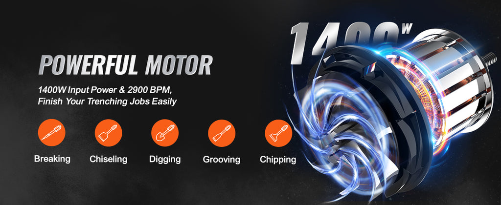 SucceBuy 1400W Electric Demolition Jack Hammer