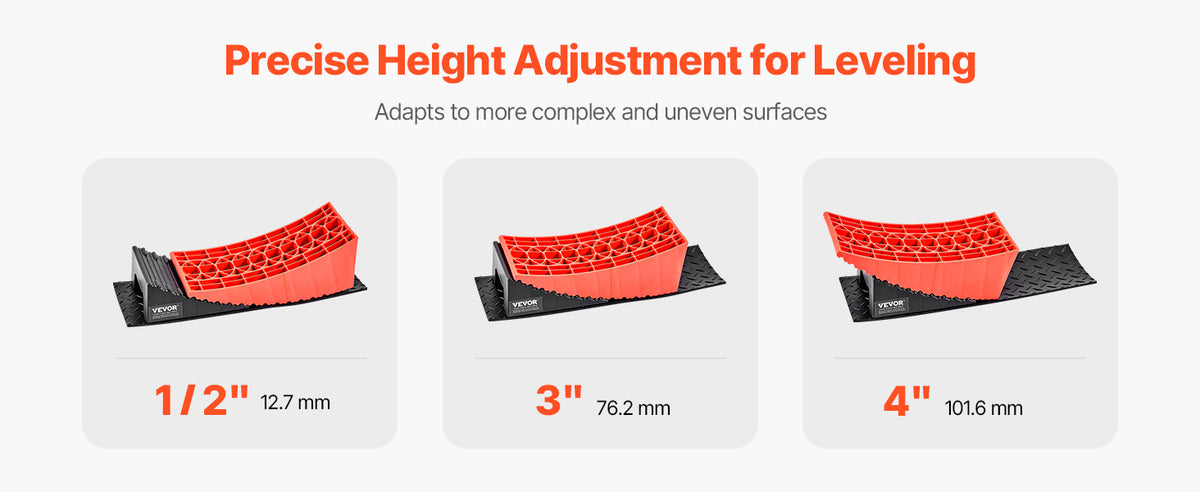 SucceBuy Camper Levelers 2 Pcs RV Leveling Blocks Camper Wheel Chock RV Camper Leveler Kit with Anti-Slip Mat Carrying Bag Level