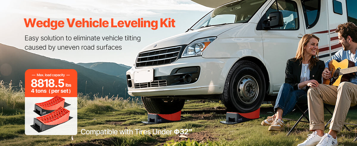 SucceBuy Camper Levelers 2 Pcs RV Leveling Blocks Camper Wheel Chock RV Camper Leveler Kit with Anti-Slip Mat Carrying Bag Level