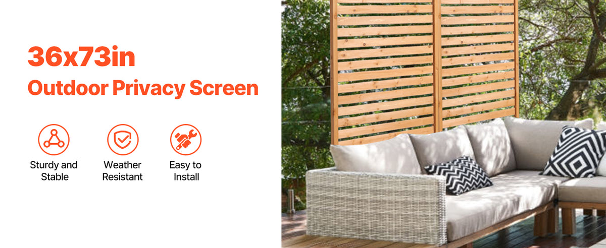 VEVOR Wooden Privacy Screen Outdoor Privacy Screen Freestanding Wood Privacy Panel with Stand Outdoor Divider for Balcony Patio