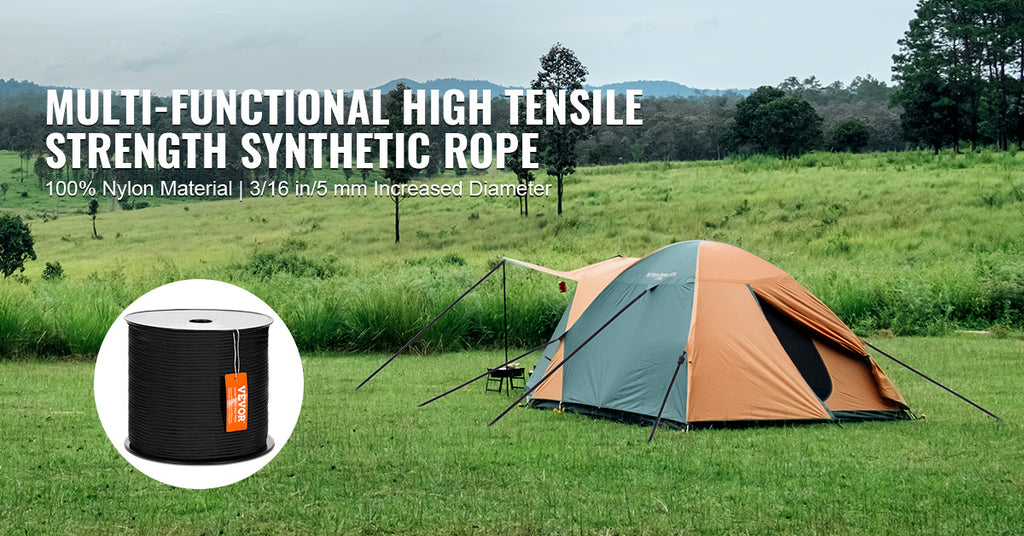 SucceBuy 3/16 in 250/1000ft Nylon Cord 32-Strand Design Multi-Purpose Rope for Outdoor Adventures Tree Work Emergency Situation
