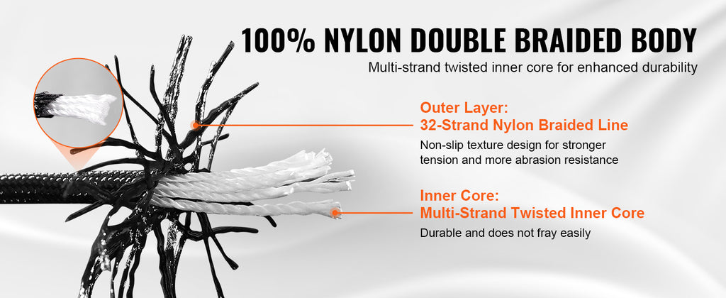 SucceBuy 3/16 in 250/1000ft Nylon Cord 32-Strand Design Multi-Purpose Rope for Outdoor Adventures Tree Work Emergency Situation