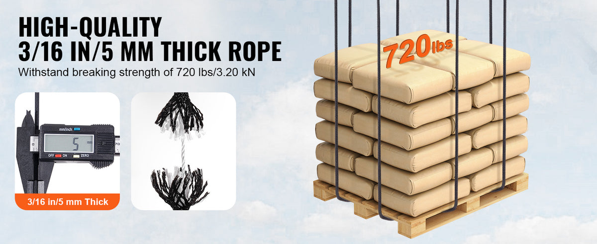 SucceBuy 3/16 in 250/1000ft Nylon Cord 32-Strand Design Multi-Purpose Rope for Outdoor Adventures Tree Work Emergency Situation