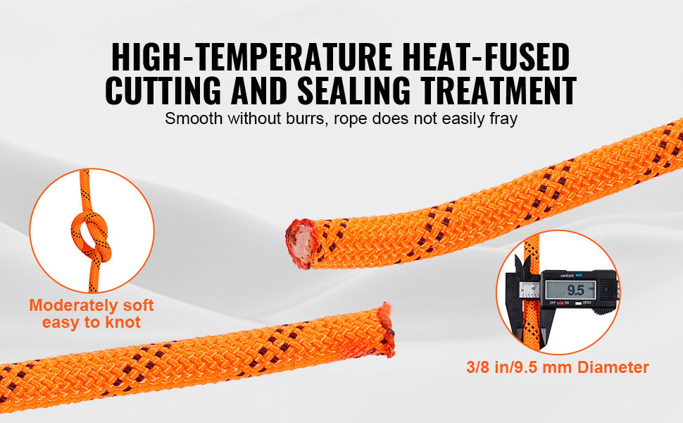 120ft Dual-Weave Polyester Cord 3/8 1/2in 48-Strand Multi-Use Rope for Arborist Activities Outdoor Adventures Versatile