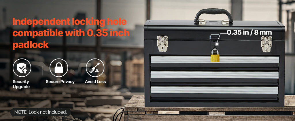 20-Inch 3-Drawer Metal Tool Box with EVA Liners