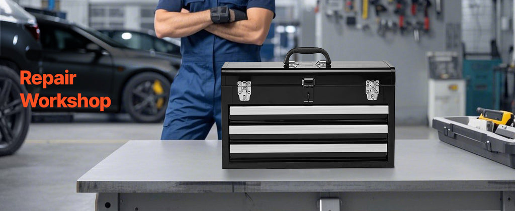 20-Inch 3-Drawer Metal Tool Box with EVA Liners