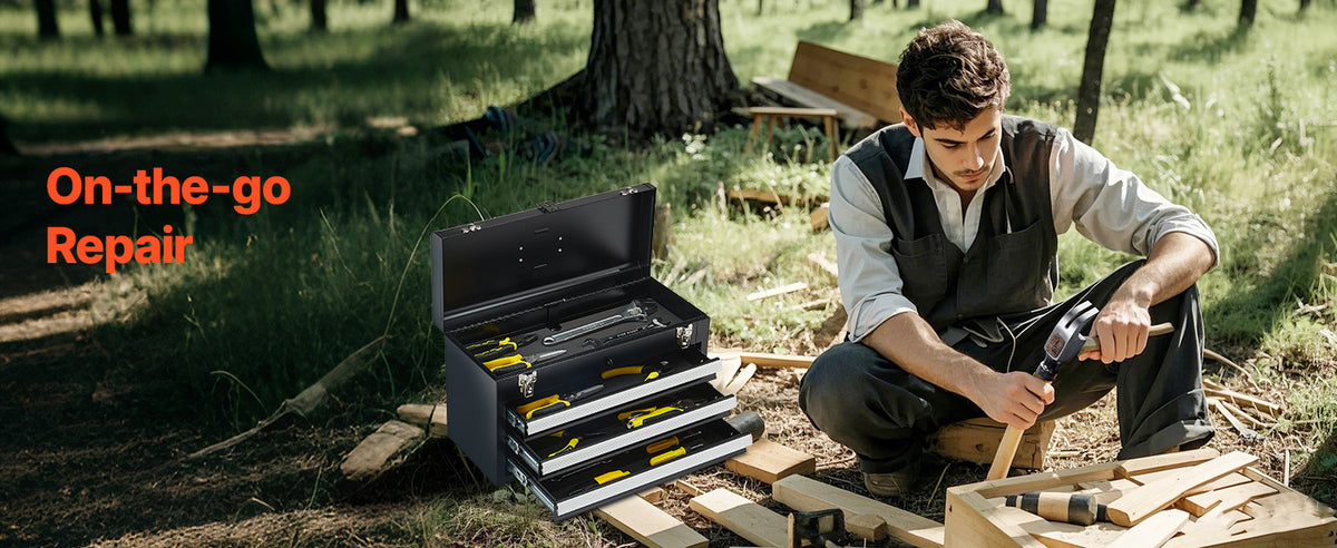 20-Inch 3-Drawer Metal Tool Box with EVA Liners