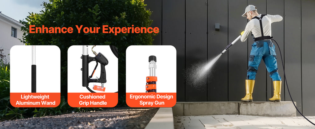 VEVOR Pressure Washer Telescoping Wand 21 ft 4000 psi Telescopic Spray Wand with Power Washer Extension Wands 7 Spray Nozzle