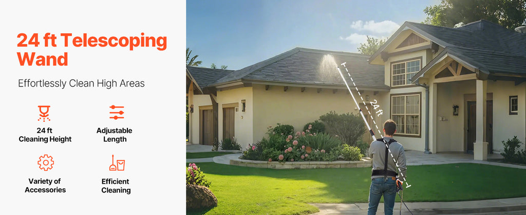 VEVOR Pressure Washer Telescoping Wand 21 ft 4000 psi Telescopic Spray Wand with Power Washer Extension Wands 7 Spray Nozzle