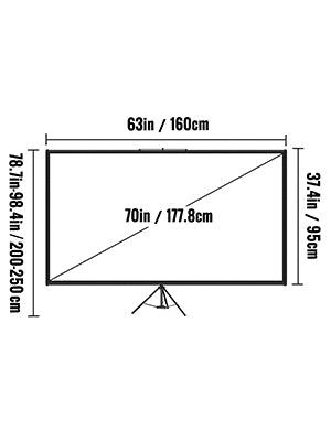 Portable Tripod Projector Screen with Stand, 16:9 4K HD for Indoor and Outdoor Movies