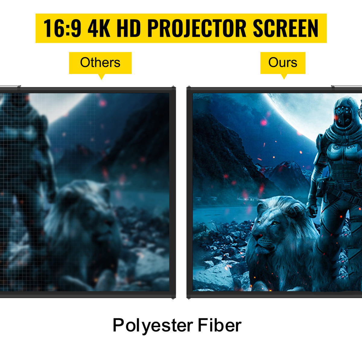Portable Tripod Projector Screen with Stand, 16:9 4K HD for Indoor and Outdoor Movies