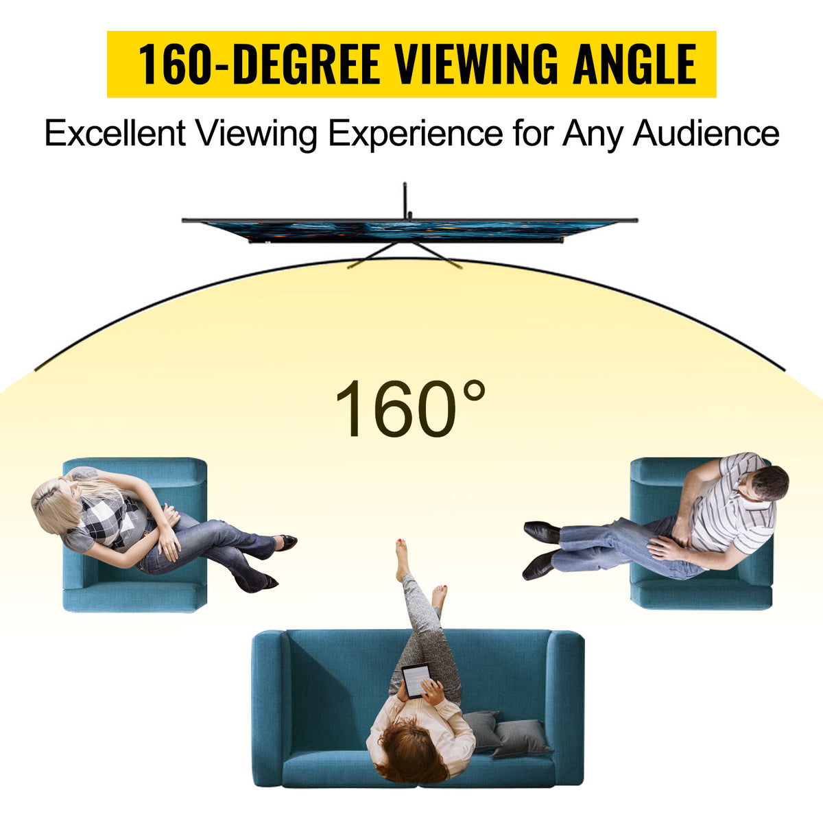 Portable Tripod Projector Screen with Stand, 16:9 4K HD for Indoor and Outdoor Movies
