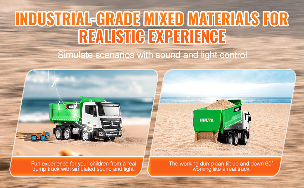 SucceBuy RC Dump Truck 9-Channel Remote Model Car Toys Bulldozer Engineering Vehicle for Toddlers Kids Christmas Birthday Gifts