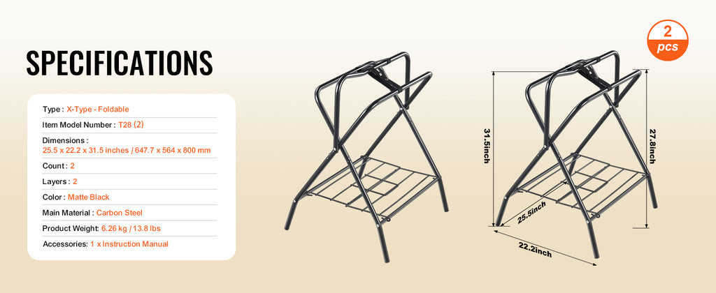 SucceBuy Folding Saddle Rack 28 x 19 x 37.5 in Freestanding Horse Saddle Stand Steel Saddle Rack for English & Western Saddles