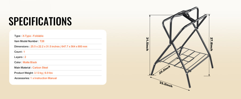 SucceBuy Folding Saddle Rack 28 x 19 x 37.5 in Freestanding Horse Saddle Stand Steel Saddle Rack for English & Western Saddles