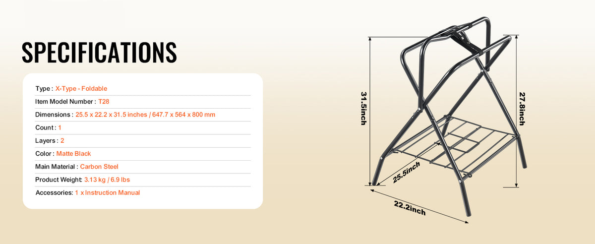SucceBuy Folding Saddle Rack 28 x 19 x 37.5 in Freestanding Horse Saddle Stand Steel Saddle Rack for English & Western Saddles