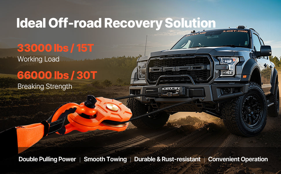 SucceBuy 30T Single Swivel Rope Pulley Winch Snatch Block for 0.4" - 0.55" Rope Towing & Recovery on Truck Tractor ATV & UTV