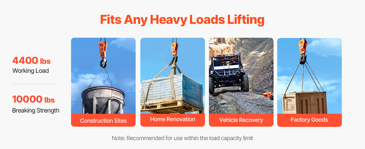 SucceBuy 2T Snatch Block Pulley with Swivel Hook Lifting Offroad Recovery for Towing Operation on Truck Rollback Wrecker Car