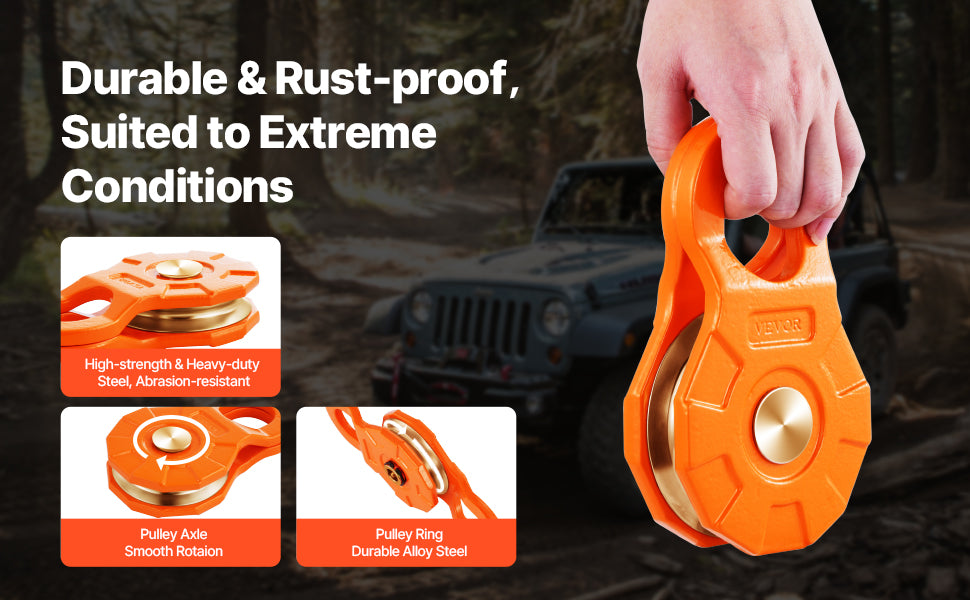 SucceBuy 30T Single Swivel Rope Pulley Winch Snatch Block for 0.4" - 0.55" Rope Towing & Recovery on Truck Tractor ATV & UTV