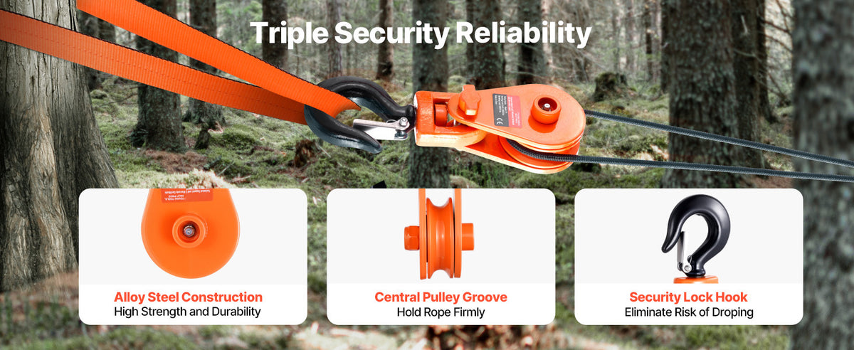 SucceBuy 2T Snatch Block Pulley with Swivel Hook Lifting Offroad Recovery for Towing Operation on Truck Rollback Wrecker Car