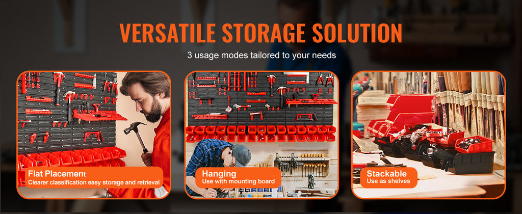 SucceBuy Wall-Mounted Parts Storage Bin Rack
