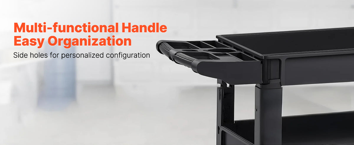 2/3 Shelf Utility Service Cart Dolly with 360° Swivel Wheels Ergonomic Storage Handle for Warehouse/Garage/Cleaning