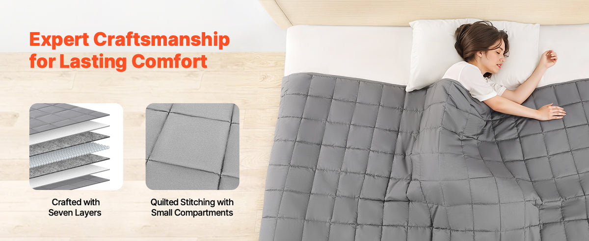 SucceBuy Weighted Blanket 20lb 88x104in King Size Cooling Breathable Blanket w/ Glass Beads All-Season Use for 200-250lb Adults
