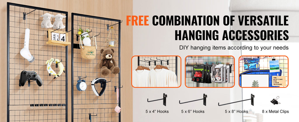 Double-Sided Gridwall Display Tower, Wire Grid Panels for Craft Shows and Retail